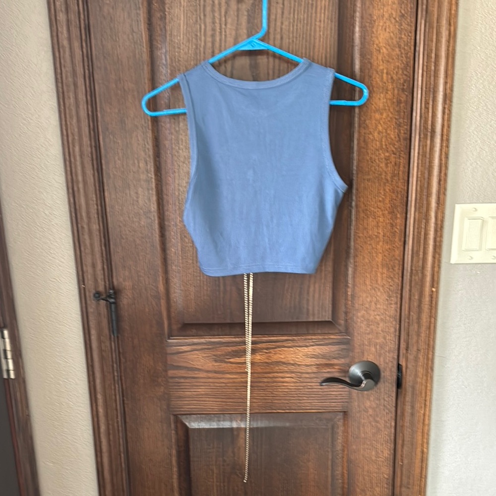 Shein Blue Crop Top with Chain Detail